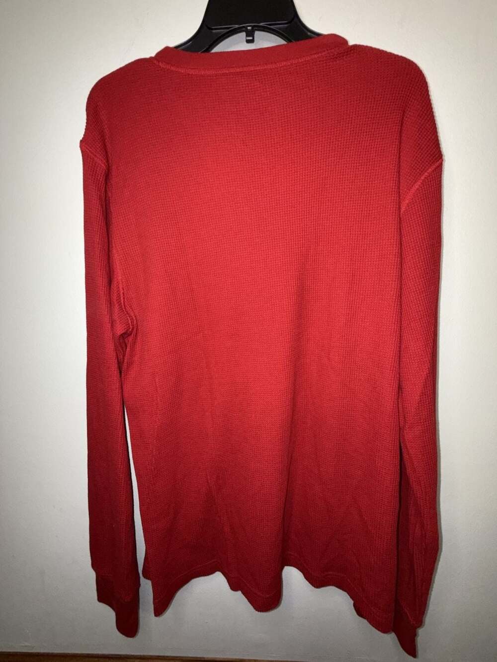 Tommy Hilfiger Red Waffle Knit V-Neck Long Sleeve Shirt XL - Picture 3 of 6